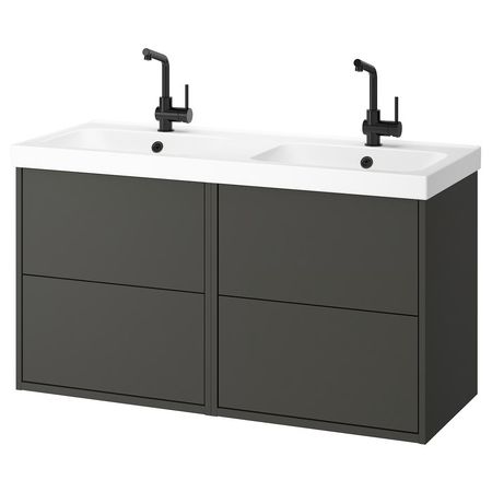 HAVBÄCK / ORRSJÖN Шкаф п-раковину/раковина/смеситель - темно-серый 122x49x69 см