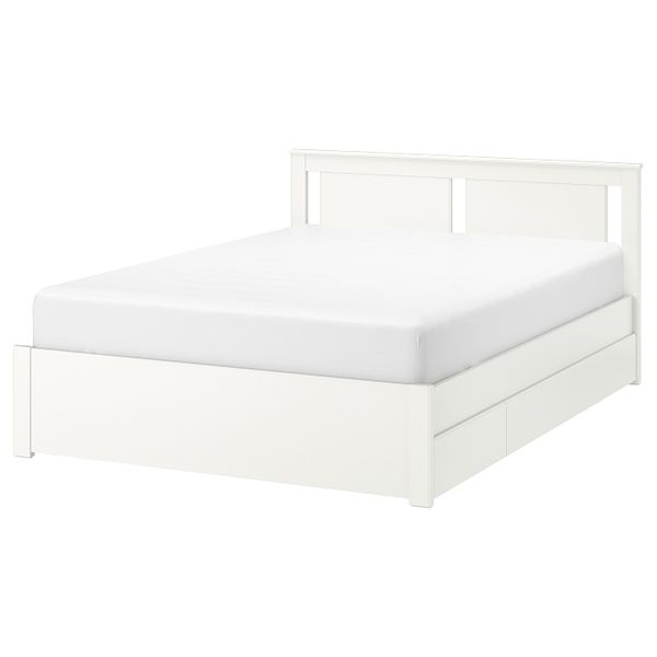 Каркас кровати с 4 ящиками, белый/Лурой 140x200 см IKEA SONGESAND СОНГЕСАНД 292.413.39 - фото 1
