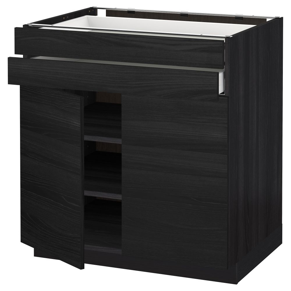 Напольный шкаф, 2 дверцы, 2 ящика МЕТОД / МАКСИМЕРА, черный, Тингсрид черный - схема-чертеж с размерами