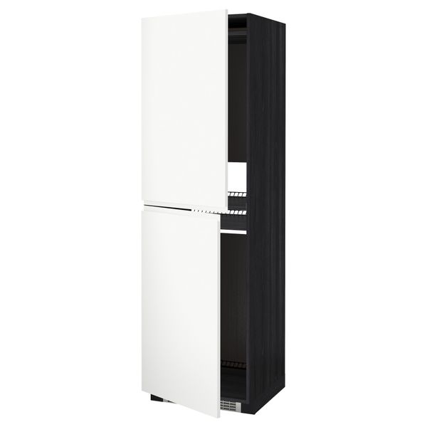 Высокий шкаф для холодильника или морозильника, МЕТОД, черный, Воксторп белый - схема-чертеж с размерами