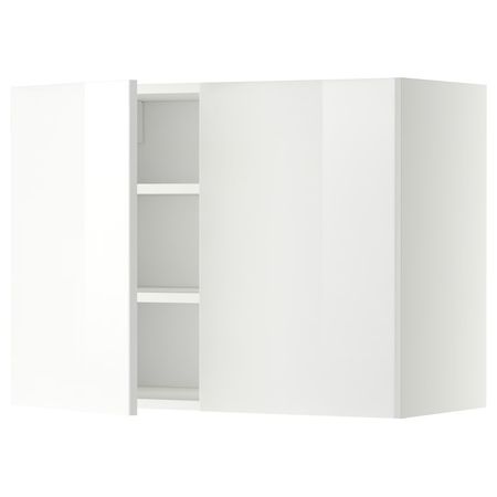METOD Навесной шкаф с полками/2дверцы - белый/Ringhult белый 80x60 см