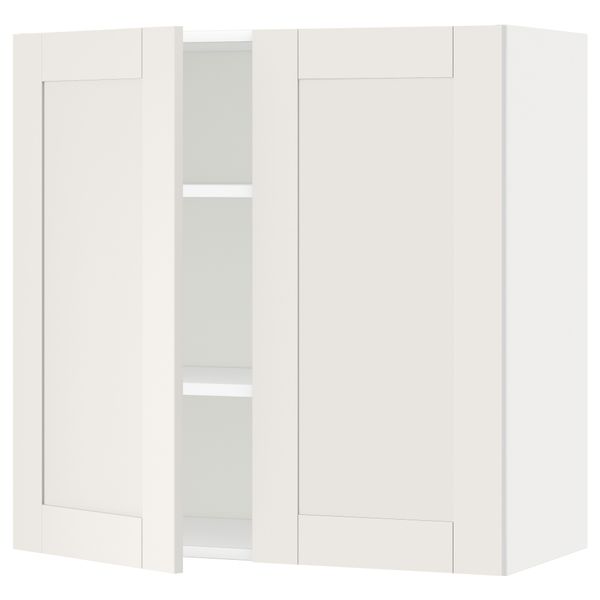 Навесной шкаф с полками, 2 дверцы МЕТОД, белый, Сэведаль белый - схема-чертеж с размерами