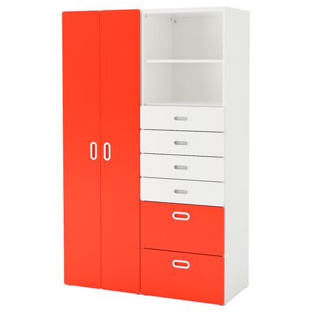 Шкаф платяной, белый, красный 120x50x192 см IKEA STUVA СТУВА / FRITIDS ФРИТИДС 192.764.66