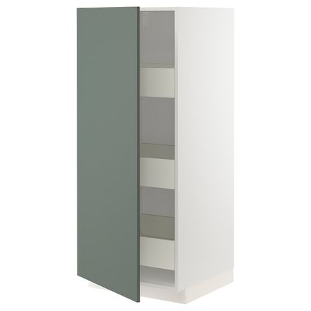Высокий шкаф с ящиками, белый/Бодарп серо-зеленый 60x60x140 см IKEA METOD МЕТОД / MAXIMERA МАКСИМЕРА 793.577.42