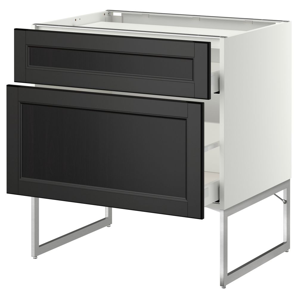 Напольный шкаф, 2 фронтальных панели, 3 ящика МЕТОД / МАКСИМЕРА, белый, Лаксарби черно-коричневый - схема-чертеж с размерами