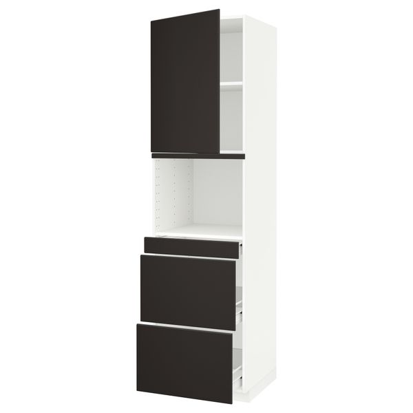 Высокий шкаф для СВЧ/дверца, 3 ящика МЕТОД / ФОРВАРА, белый, Кунгсбакка антрацит - схема-чертеж с размерами