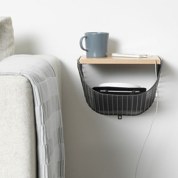 Полка с отделением для хранения, темно-серый/под беленый дуб 30x28 см IKEA SVENSHULT СВЕНСХУЛЬТ 204.305.32 - фото 5