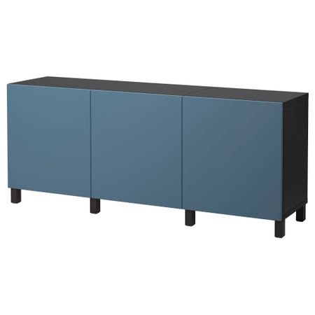 Комбинация для хранения с дверцами БЕСТО, черно-коричневый, Вальвикен темно-синий