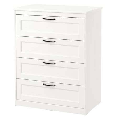 Комод с 4 ящиками, белый 82x104 см IKEA SONGESAND СОНГЕСАНД 203.667.91