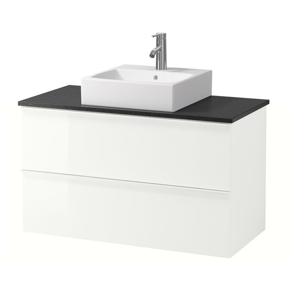 Шк п-раковину/столешн45x45/раковина  , глянцевый белый, черный (102x49x72 см) - схема-чертеж с размерами