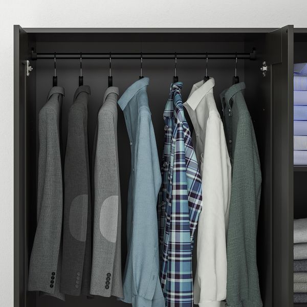 Шкаф платяной 3-дверный, черный, 117x190 см IKEA BRIMNES БРИМНЭС 604.075.77 - фото 5