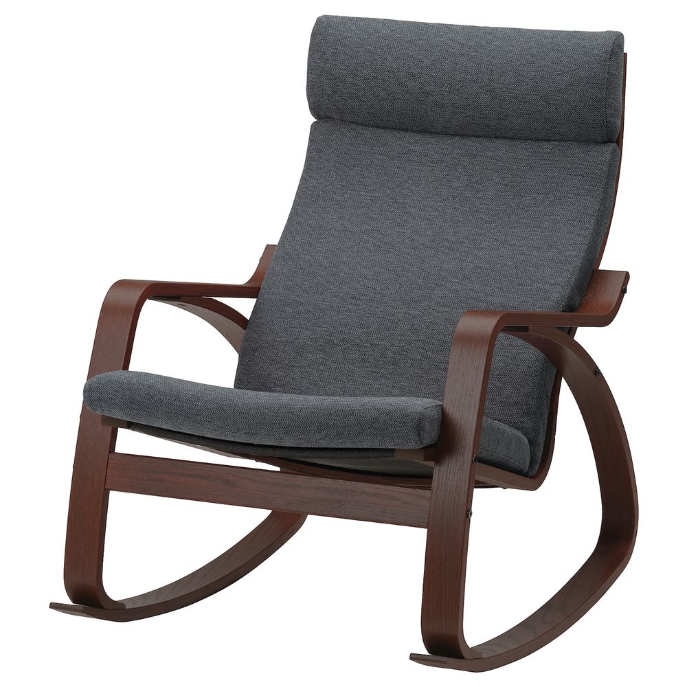 Кресло-качалка, коричневый/Хили темно-серый IKEA POÄNG ПОЭНГ 993.987.89 - фото 1