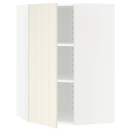 Угловой навесной шкаф с полками МЕТОД, белый, Хитарп белый с оттенком