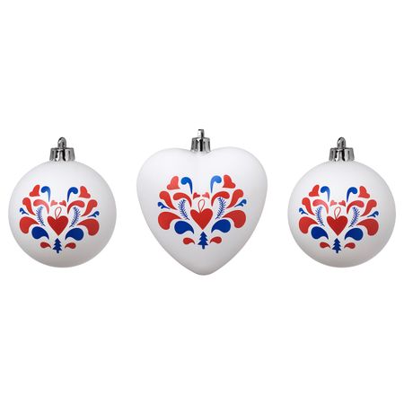 Подвесные украшения, 3 предм., с рисунком/белый IKEA VINTERFEST ВИНТЕРФЕСТ 004.375.01