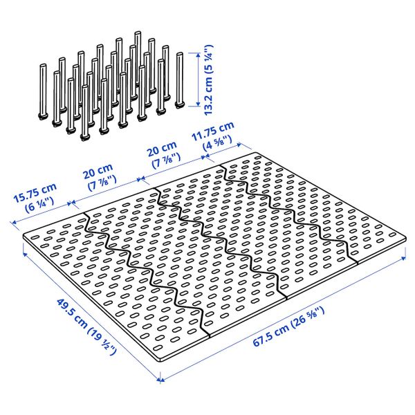 Перфорированная панель ящика, антрацит 80 см IKEA UPPDATERA УППДАТЕРА 304.863.78 - схема-чертеж с размерами