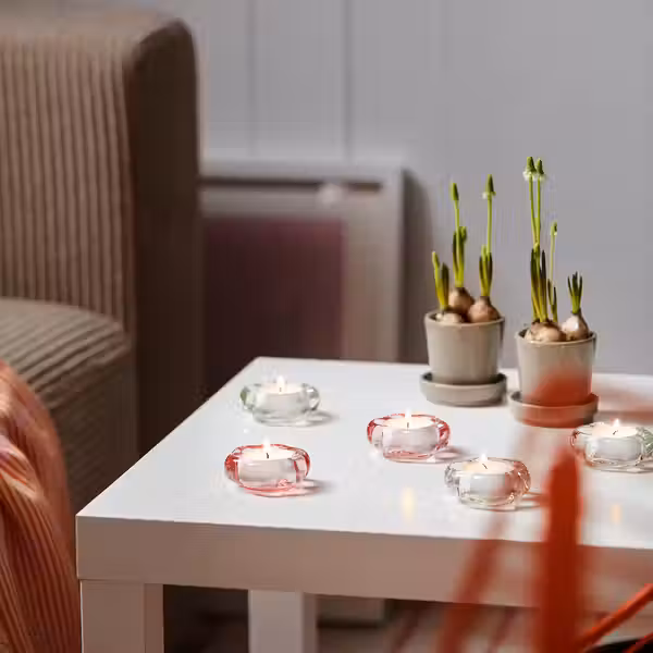 BLADFÅGEL БЛАДФОГЕЛЬ Подсвечник для греющей свечи - розовый 3 см - схема-чертеж с размерами