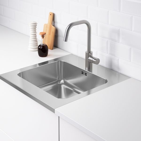 Одинарная накладная мойка, нержавеющая сталь, 60x63.5 см IKEA AMMERÅN 591.581.64 - фото 6
