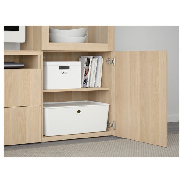 Шкаф для ТВ, комбинированный, стекляные дверцы БЕСТО, Лаппвикен, Синдвик под беленый дуб, прозрачное стелко (240x40x128 см) - фото 3