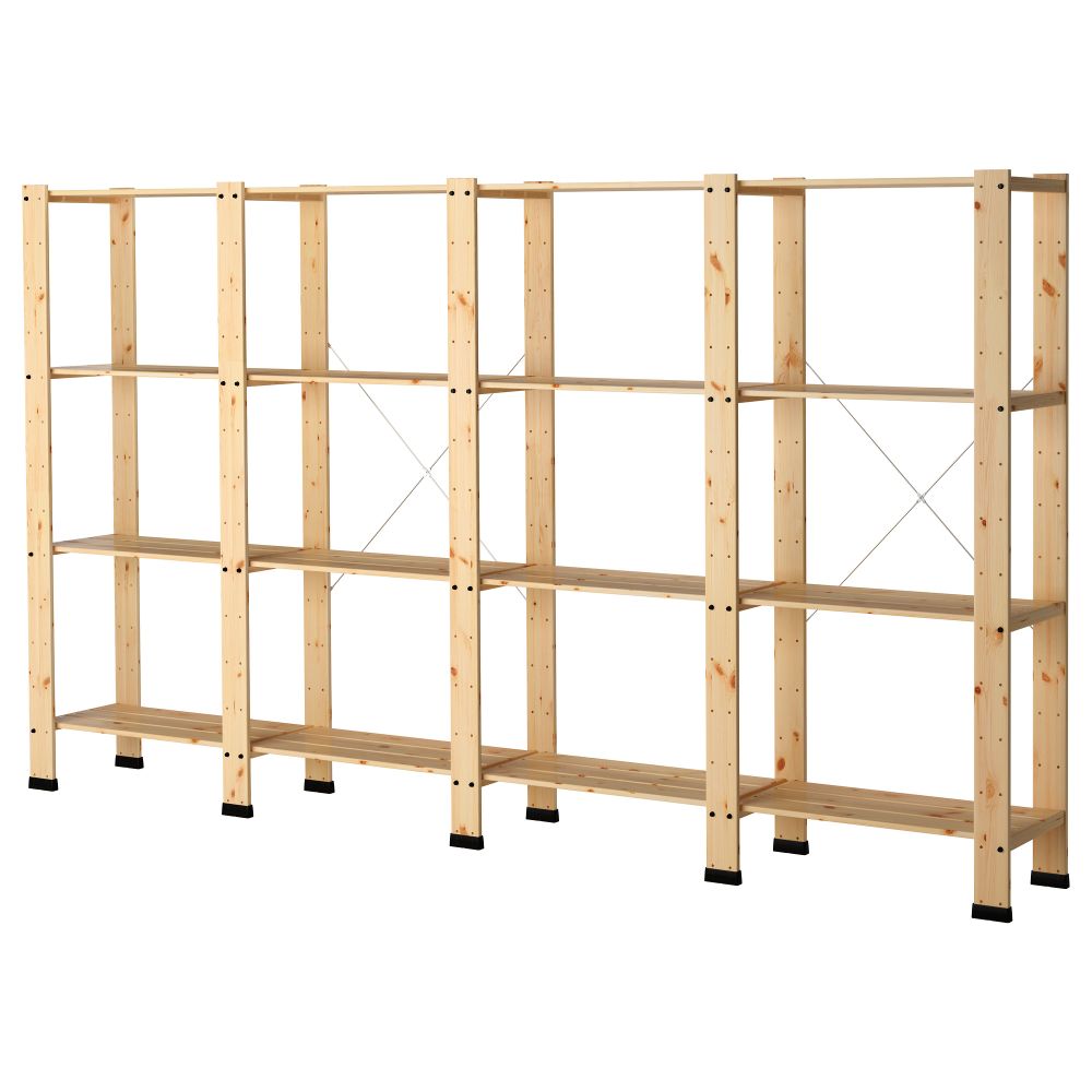 4 секции, полки ГОРМ, хвойное дерево (316x35x174 см) - схема-чертеж с размерами