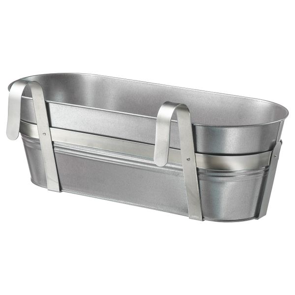 Ящик для цветов с держ, для дома, улицы оцинковка 51x19 см IKEA СОККЕР 204.523.26 - фото 1