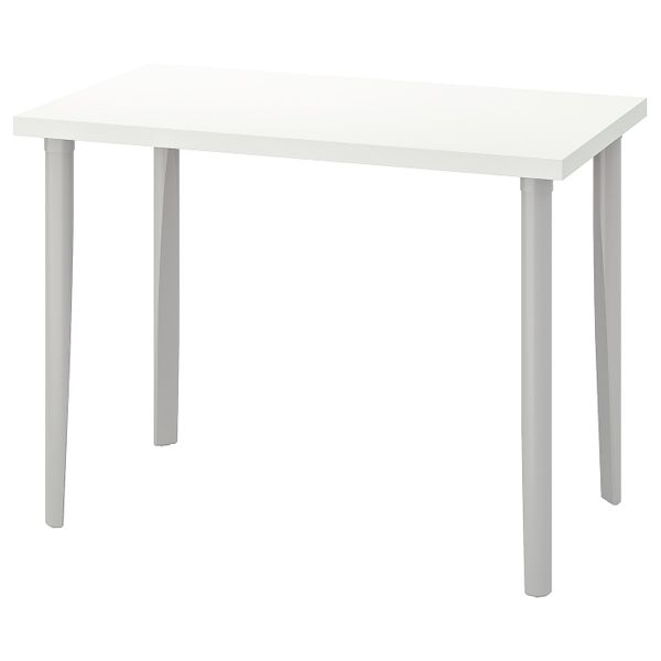 Стол, белый, светло-серый 100x60 см IKEA LINNMON ЛИННМОН / TORSKLINT ТОРСКЛИНТ 092.793.90 - фото 1