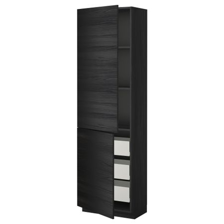 Высокий шкаф + полки, 3 ящика, 2 дверцы МЕТОД / ФОРВАРА, черный, Тингсрид черный