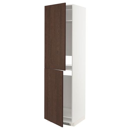 METOD Высокий шкаф д/холодильн/морозильн - белый/Sinarp коричневый 60x60x220 см