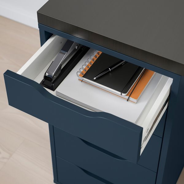 Стол, черно-коричневый/синий 200x60 см IKEA LINNMON ЛИННМОН / ALEX АЛЕКС 493.040.19 - фото 2