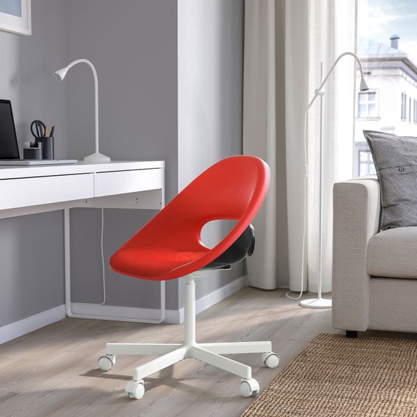 Рабочее кресло c подушкой, красный, белый IKEA ELDBERGET ЭЛДБЕРГЕТ / BLYSKÄR БЛИСКЭР 893.319.21 - фото 2