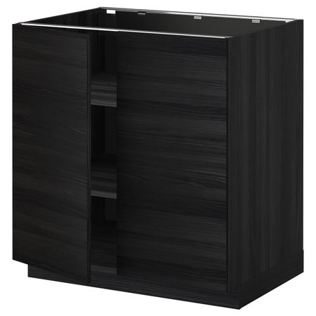 Напольный шкаф с полками/2двери, черный, Тингсрид черный 80x60 см IKEA МЕТОД 192.317.60