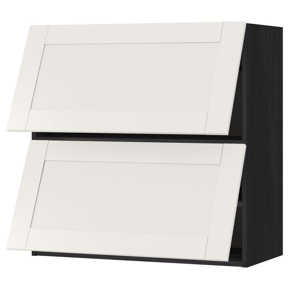 Навесной шкаф, 2 дверцы, горизонтальный МЕТОД, черный, Сэведаль белый - схема-чертеж с размерами