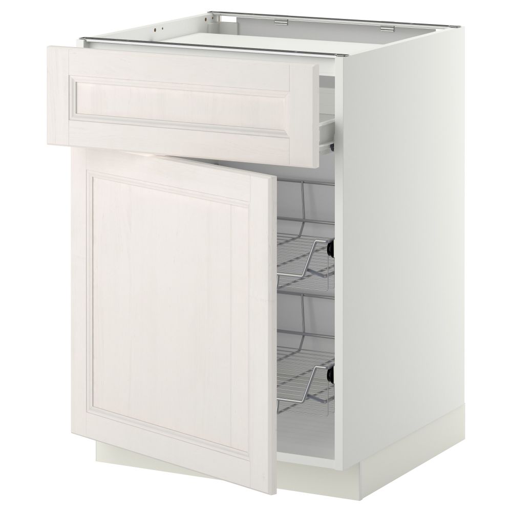 Напольный шкаф для варочной панели, ящик, 2 проволочных корзины МЕТОД / ФОРВАРА, белый, Лаксарби белый - фото 1