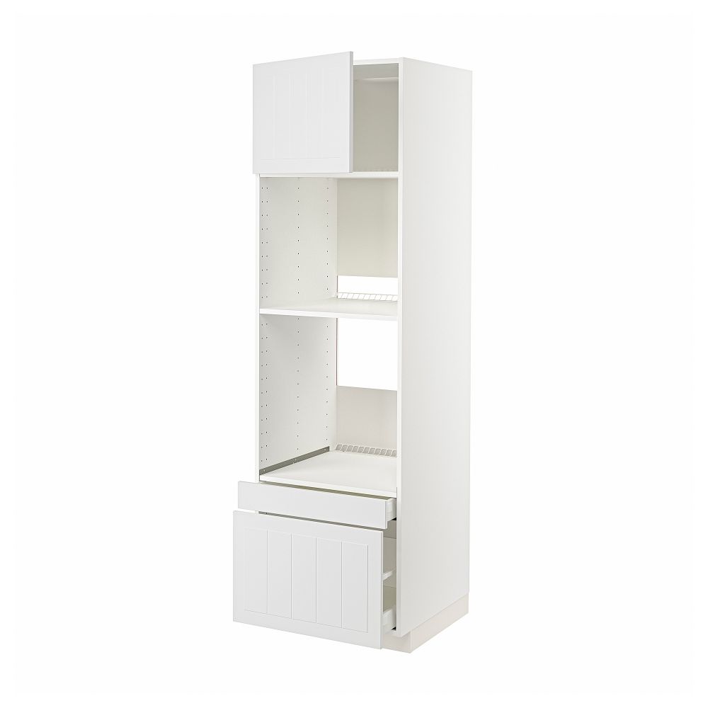 Высокий шкаф для духовки, комбинированный духовка + дверца, 2 ящика, 60x60x200 cm IKEA METOD МЕТОД, MAXIMERA МАКСИМЕРА - фото 1