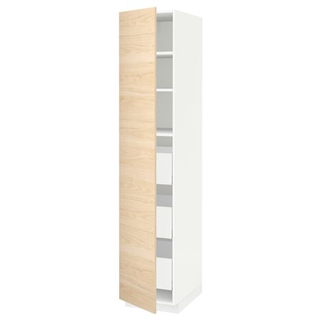 Высокий шкаф с ящиками, белый/Аскерсунд под светлый ясень 40x60x200 см IKEA METOD МЕТОД / MAXIMERA МАКСИМЕРА 293.778.46