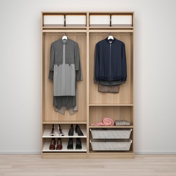 Гардероб, комбинация, под беленый дуб/зеркальное стекло 150x44x236 см IKEA PAX ПАКС / AULI АУЛИ 493.301.55 - фото 2