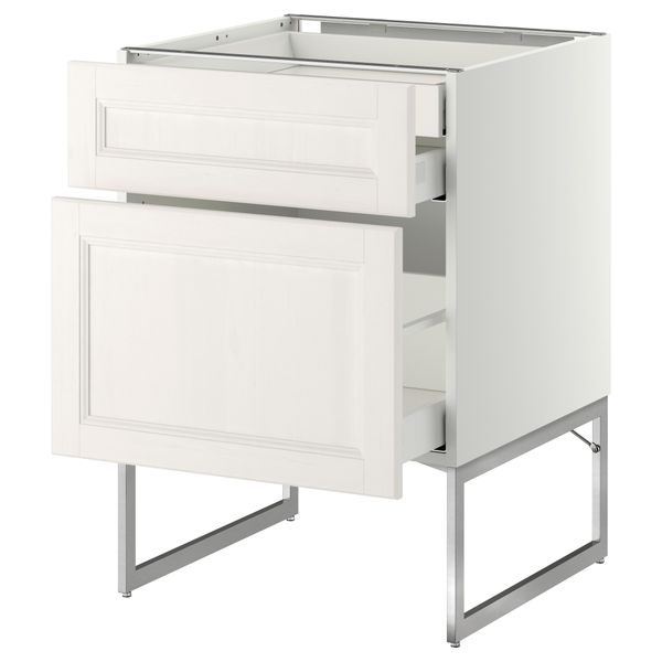 Напольный шкаф 2 фронтальных панели, 2 нижних,1 встроенный ящик МЕТОД / МАКСИМЕРА, белый, Лаксарби белый - схема-чертеж с размерами