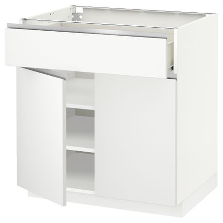 Напольный шкаф + ящик, 2 дверцы МЕТОД / ФОРВАРА, белый, Нодста белый