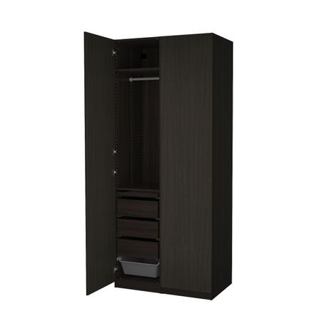 Гардероб, комбинация, под мореный ясень, черно-коричневый 100x60x236 см IKEA PAX ПАКС / FORSAND ФОРСАНД 494.204.53