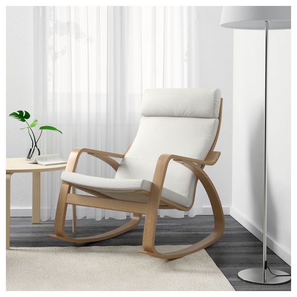 Кресло-качалка ПОЭНГ, дубовый шпон, Финнста белый - фото 2