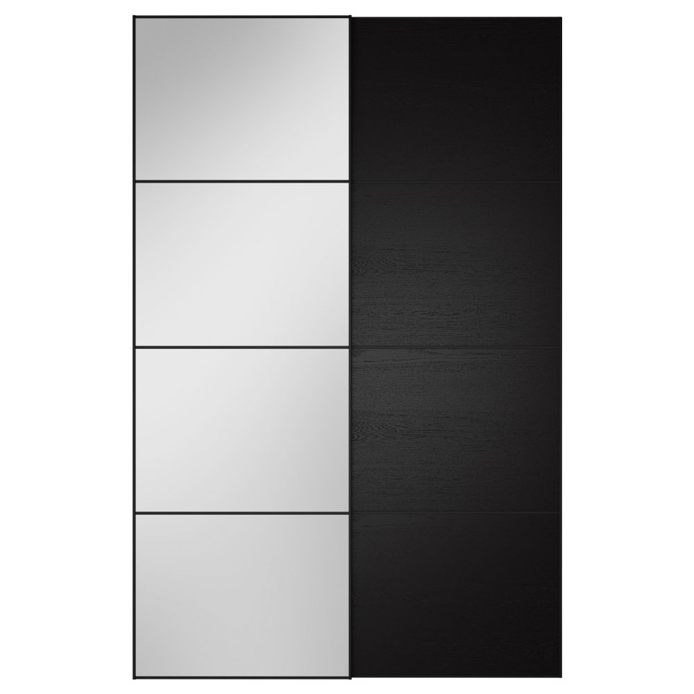 Пара раздвижных дверей АУЛИ / ИЛЬСЕНГ, зеркальное стекло, черно-коричневый - схема-чертеж с размерами