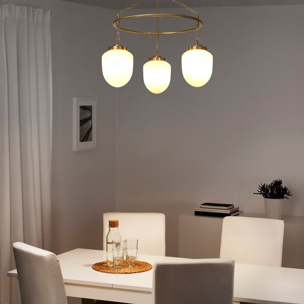 Подвесной светильник с 3 лампами, молочный стекло IKEA ÅTERSKEN ОТЕРСКЕН 104.370.63 - схема-чертеж с размерами