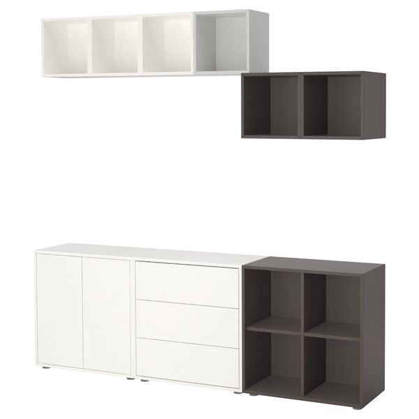 Комбинация шкафов с ножками, 210x35x180 см, белый, светло-серый, темно-серый IKEA EKET ЭКЕТ 191.910.28 - фото 1