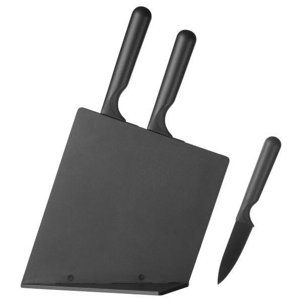 3 ножа+подставка, черный IKEA JÄMFÖRA ЭМФЁРА 603.494.79 - схема-чертеж с размерами