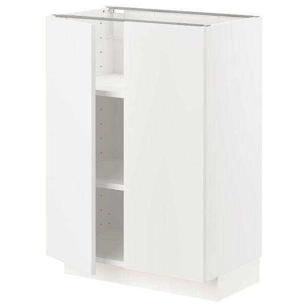 Напольный шкаф с полками/2двери, белый/Хэггеби белый 60x37 см IKEA METOD МЕТОД 193.012.63 - схема-чертеж с размерами