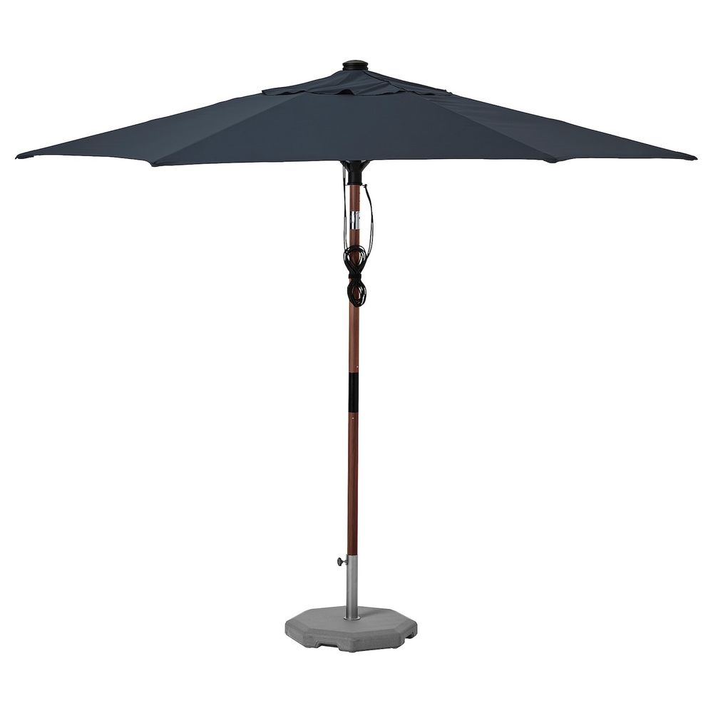 Зонт от солнца с опорой, под коричневое дерево темно-синий/Хювон 300 см IKEA БЕТСО / ЛИНДЭЙА 293.255.41 - фото 1