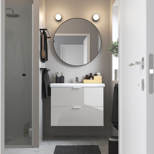 Шкаф под раковину с 2 ящиками, глянцевый, белый 80x40x60 см IKEA FISKÅN ФИСКОН 704.993.74 - фото 3