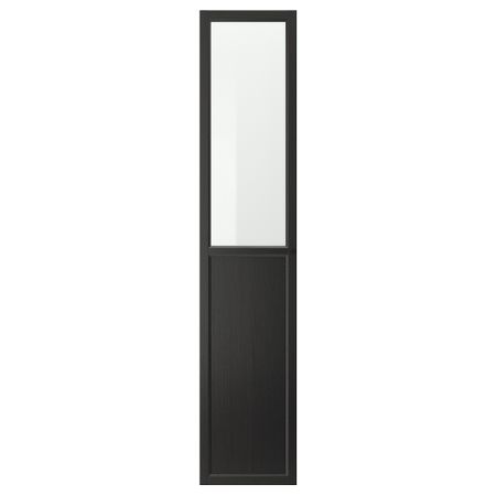 Панельная, стекляная дверца, 40x192 см, черно-коричневый IKEA OXBERG ОКСБЕРГ 002.756.74