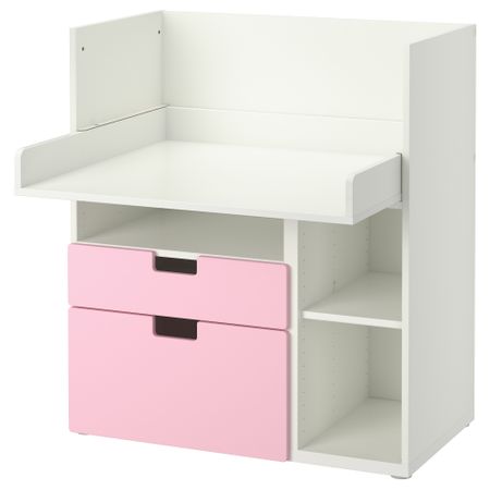 Стол с 2 ящиками СТУВА, белый, розовый (90x79x102 см)
