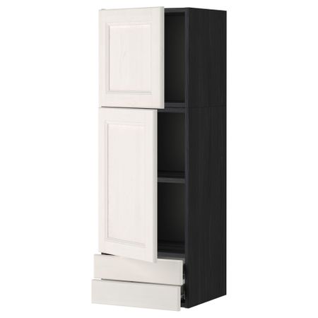 Навесной шкаф, 2 дверцы, 2 ящика МЕТОД / ФОРВАРА, черный, Лаксарби белый
