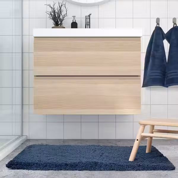 ALMTJÄRN Коврик для ванной - темно-синий 60x90 см - схема-чертеж с размерами
